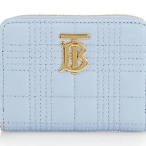 Burberry Lola Pale Blue Quilted Leather Zip Wallet-Boxed